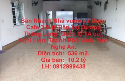 Bán Nhanh Nhà vườn và Quán Cafe 3 Mặt Tiền Tại Đại Lộ Thăng Long, Nghi Liên, TP Vinh - Nghệ An